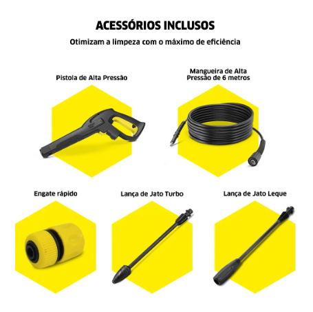 Lavadora de Alta Pressão motor a indução 2.100 PSI/Libras 360 L/h 1.900 W com lança turbo e lança leque