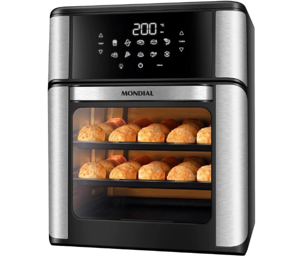 Fritadeira Air Fryer Forno Oven 12L, Preto/Inox, 2000W, 110V - AFO-12L-BI