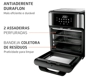 Fritadeira Air Fryer Forno Oven 12L, Preto/Inox, 2000W, 110V - AFO-12L-BI